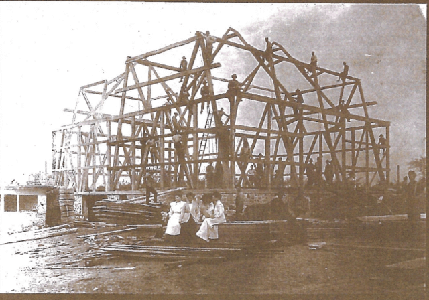 The Shady Lane Cellars barn, struck by lightning and burnt to just it's frame.